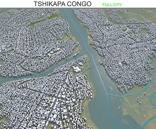 Tshikapa city Congo 3d model 20km