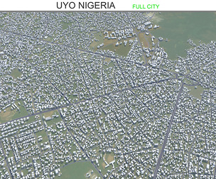 Uyo city Nigeria 3d model 35km