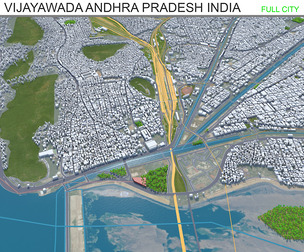 Vijayawada city Andhra Pradesh India 3d model 30km