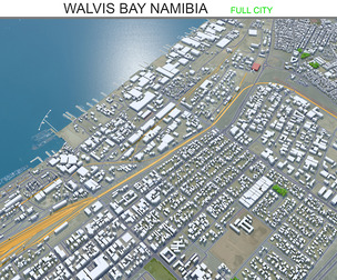 Walvis Bay city Namibia 3d model 15km