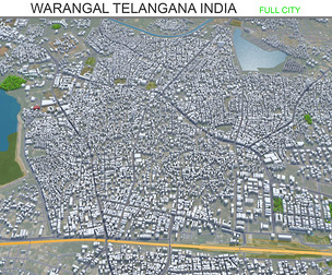 Warangal city Telangana India 3d model 20km