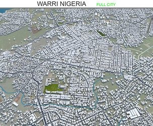 Warri city Nigeria 3d model 20km