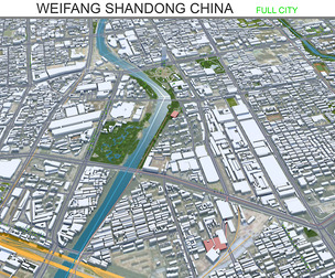 Weifang city Shandong China 3d model 50km
