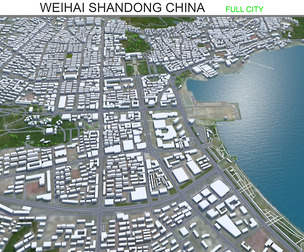 Weihai city Shandong China 3d model 150km