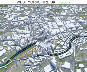 West city Yorkshire UK 3d model 70km