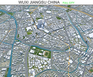 Wuxi city Jiangsu China 3d model 70km