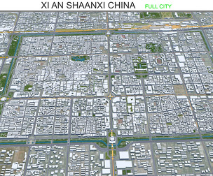 Xi An Shaanxi city China 3d model 80km