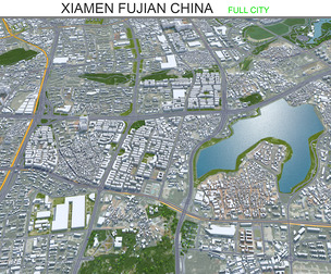 Xiamen city Fujian China 3d model 50km