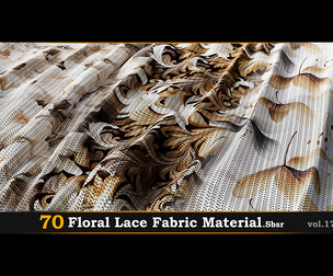 70 Floral Lace Fabric Material_Sbsar Vol.17