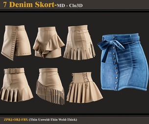 7 Denim Skort-MD-Clo3D-ZPRJ  FBX  OBJ