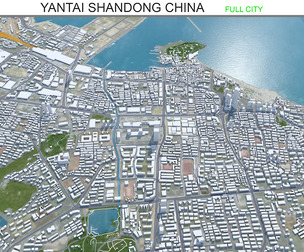 Yantai city Shandong China 3d model 150km