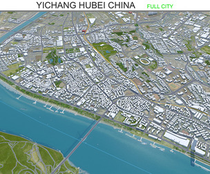 Yichang city Hubei China 3d model 40km