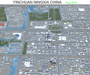 Yinchuan city Ningxia China 3d model 60km