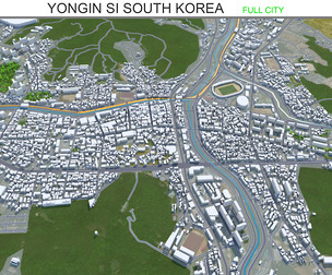 Yongin si city South Korea 3d model 20km
