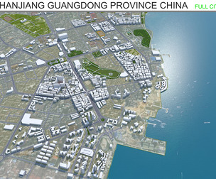 Zhanjiang Guangdong  city China 3d model 60km