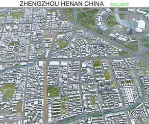 Zhengzhou city Henan China 3d model 150km