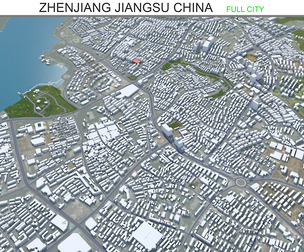 Zhenjiang city Jiangsu China 3d model 65km