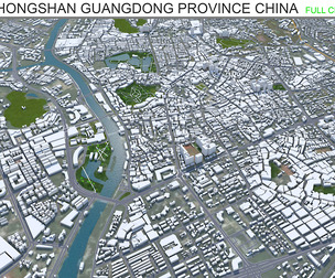 Zhongshan Guangdong city China 3d model 80km