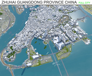 Zhuhai Guangdong Province city China 3d model 70km