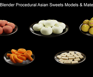 Blender Procedural Asian Sweets Models & Materials