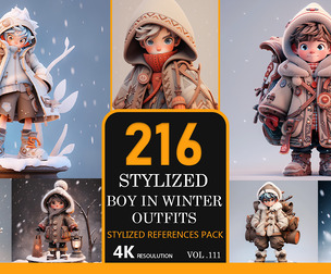 stylized boy in winter outfits