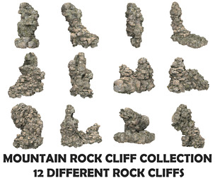 Realistic Mountain Rock Cliff Collection