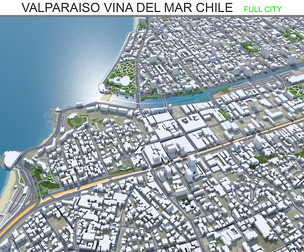 Valparaiso city Vina del Mar Chile 3d model 30km