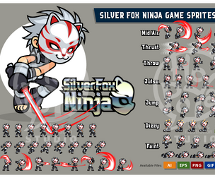 Silver Fox Ninja Game Sprites