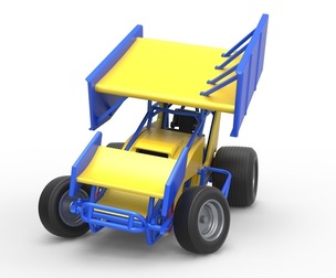 Winged Sprint car while turning 1:25