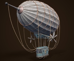 Steampunk Airship Low-poly 3D model
