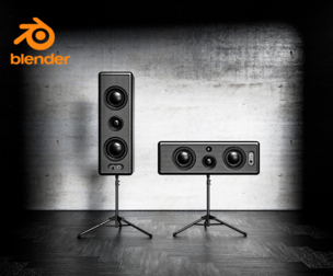 2 high-quality speakers on a tripod
