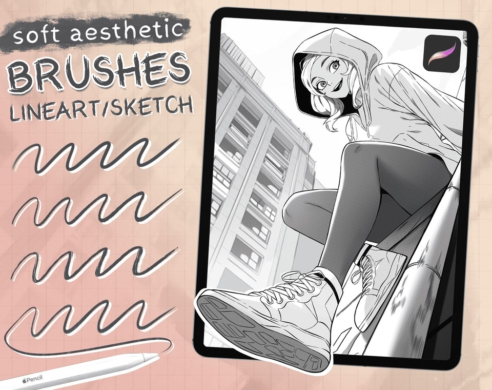 Aesthetic LineArt Brushes for Procreate