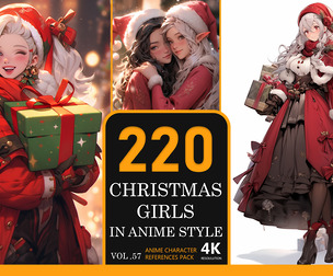 Christmas Girls in anime style