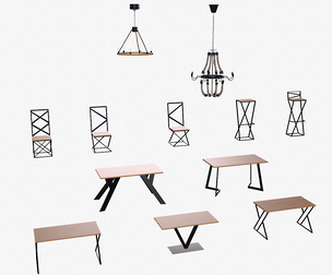 Low poly furniture in loft style