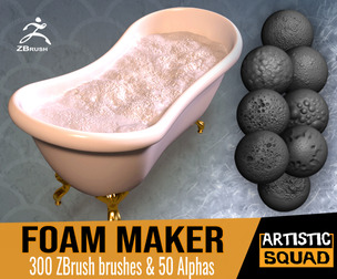 Foam Maker 300 ZBrush Brushes and 50 Alphas