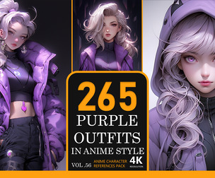 Purple Outfits in anime style