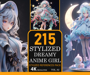 Stylized dreamy anime girl