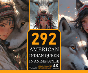 American Indian Queen in anime style