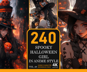 Spooky Halloween Girl in anime style
