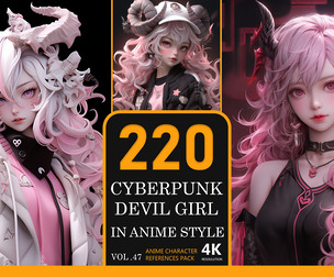 Cyberpunk Devil Girl In Anime Style