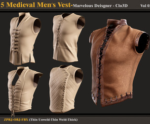 5 Medieval Men Vest-MD-Clo3D-FBX - OBJ
