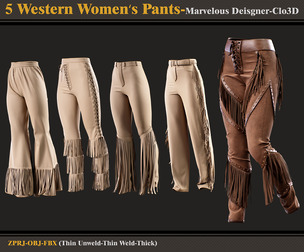 5 Western Women Pants -MD-FBX- OBJ