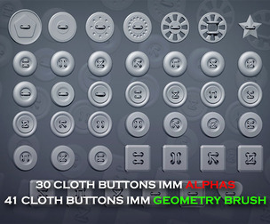 41 Cloth buttons and Alphas Zbrush IMM and Meshes
