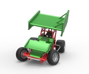 Vintage Winged Sprint car while turning 1:25