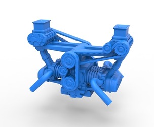 Flat 4 engine with double supercharger 1:25