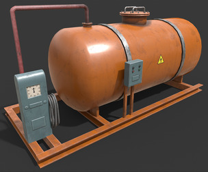 Low-poly 3D model of a gas station