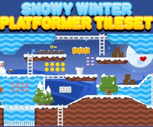 Snowy Winter - Platformer Game Tile Set
