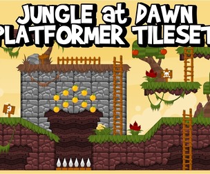 Jungle at Dawn - Platformer Game Tile Set