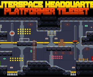 Outerspace HQ - Platformer Game Tile Set