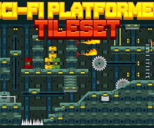 Sci-fi Platformer Game Tile Set
